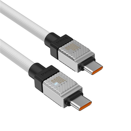 BASEUS CoolPlay Series for iPhone 15 Series CB000047 2m 100W Type-C to Type-C Fast Charging Cable 480Mbps TPE Data Sync Cord - White
