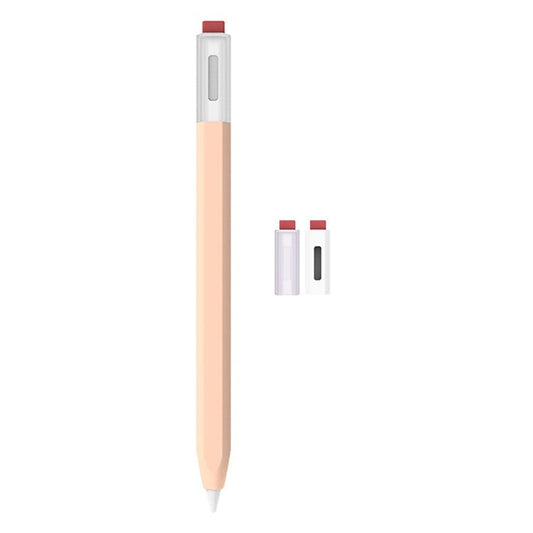 LOVE MEI Classic Style Retro Pencil Case Soft Silicone Sleeve for Xiaomi Inspiration Stylus (2nd) Non-Slip Pen Grip Holder with 2Pcs Caps - Pink