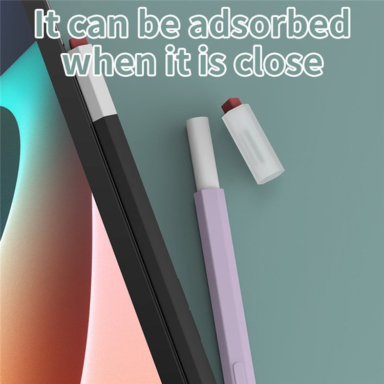 LOVE MEI Classic Style Retro Pencil Case Soft Silicone Sleeve for Xiaomi Inspiration Stylus (2nd) Non-Slip Pen Grip Holder with 2Pcs Caps - Pink