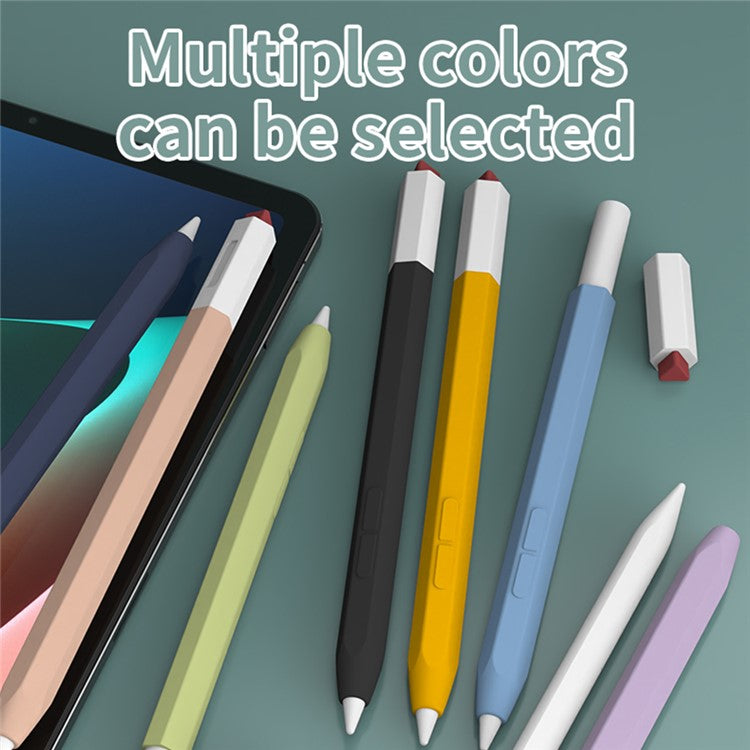 LOVE MEI Classic Style Retro Pencil Case Soft Silicone Sleeve for Xiaomi Inspiration Stylus (2nd) Non-Slip Pen Grip Holder with 2Pcs Caps - Pink