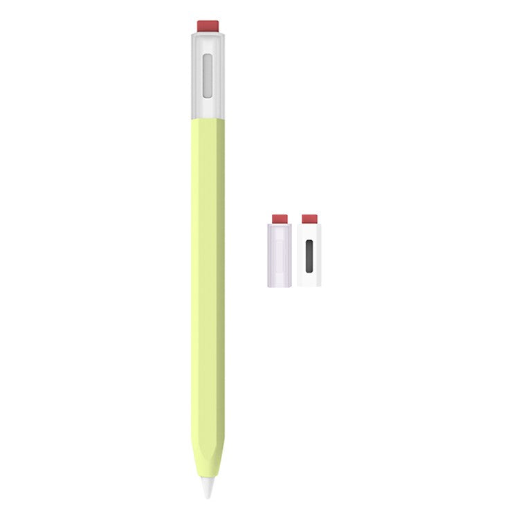 LOVE MEI Classic Style Retro Pencil Case Soft Silicone Sleeve for Xiaomi Inspiration Stylus (2nd) Non-Slip Pen Grip Holder with 2Pcs Caps - Green