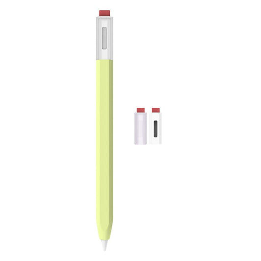 LOVE MEI Classic Style Retro Pencil Case Soft Silicone Sleeve for Xiaomi Inspiration Stylus (2nd) Non-Slip Pen Grip Holder with 2Pcs Caps - Green