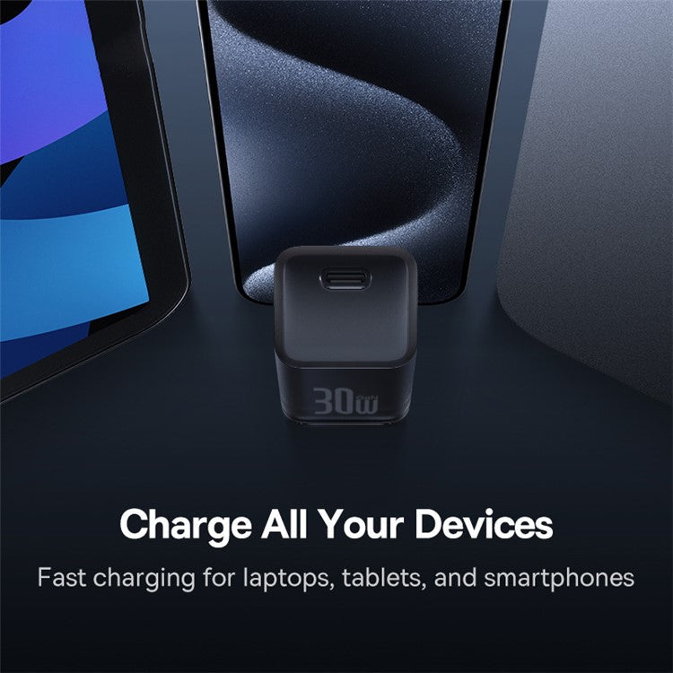 BASEUS GaN5S Type-C PD 30W Fast Charger US Plug with Type-C Cable 100W 1m - Black