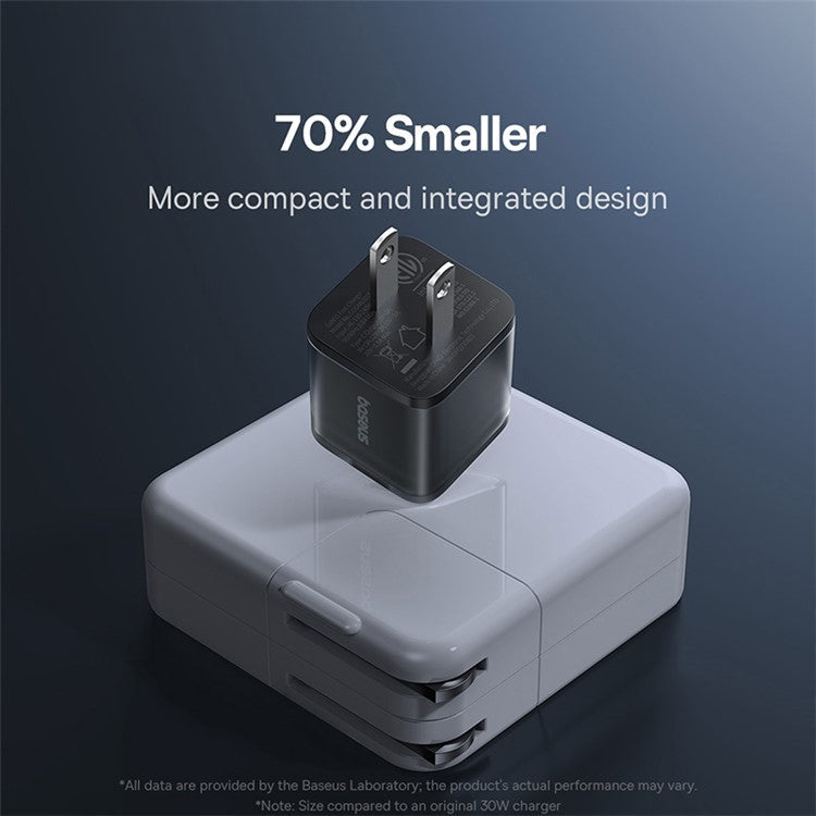 BASEUS GaN5S Type-C PD 30W Fast Charger US Plug with Type-C Cable 100W 1m - Black