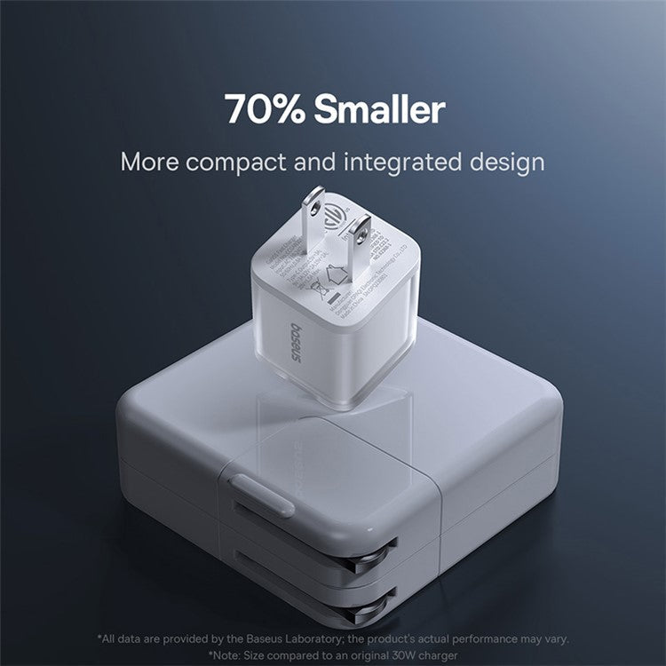 BASEUS GaN5S Type-C PD 30W Fast Charger US Plug with Type-C Cable 100W 1m - White
