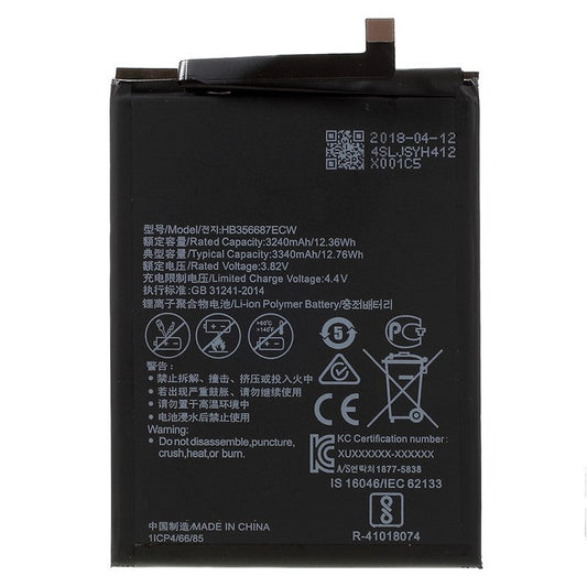 3.82V 3240mAh Battery Part (Encode: HB356687ECW) for Huawei Honor V10/ 7X/ nova 2 plus/ nova 3i/ nova 2s/ nova 2i/ Mate 10 lite/ Mate 9 Lite / P30 Lite/ G10/ Honor 9i/ Mate SE