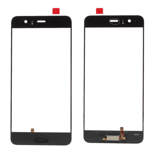 Black - For Huawei P10 Plus (without Logo) OEM Outer Front Screen Glass Lens with Fingerprint Button Flex Cable