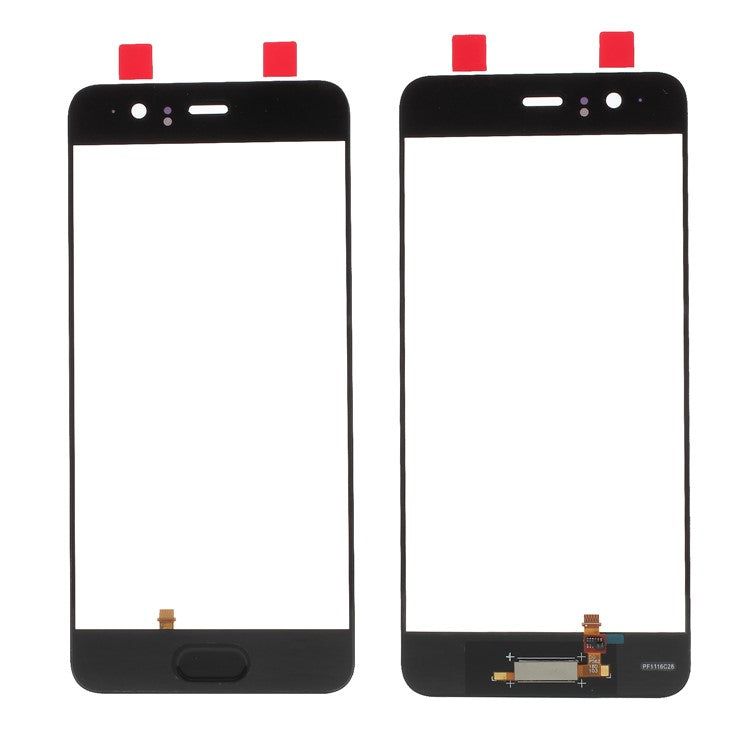 Black - For Huawei P10 (without Logo) OEM Outer Front Screen Glass Lens Replacement with Fingerprint Button Flex Cable