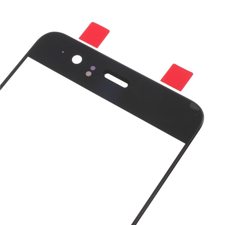 Black - For Huawei P10 (without Logo) OEM Outer Front Screen Glass Lens Replacement with Fingerprint Button Flex Cable