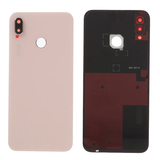 OEM Battery Door Housing with Adhesive Sticker + Camera Lens Ring Cover for Huawei P20 Lite / Nova 3e - Pink