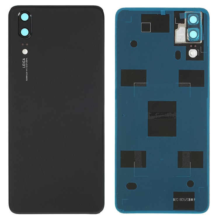 OEM for Huawei P20 Battery Housing with Adhesive Sticker + Camera Lens Ring Cover - Black