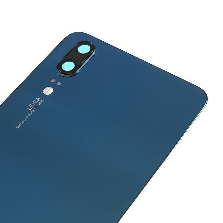 OEM for Huawei P20 Battery Housing Part with Adhesive Sticker + Camera Lens Ring Cover - Blue