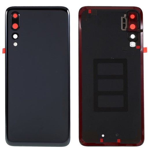OEM Back Battery Housing for Huawei P20 Pro [with Camera Lens Ring Cover + Adhesive Sticker] - Black