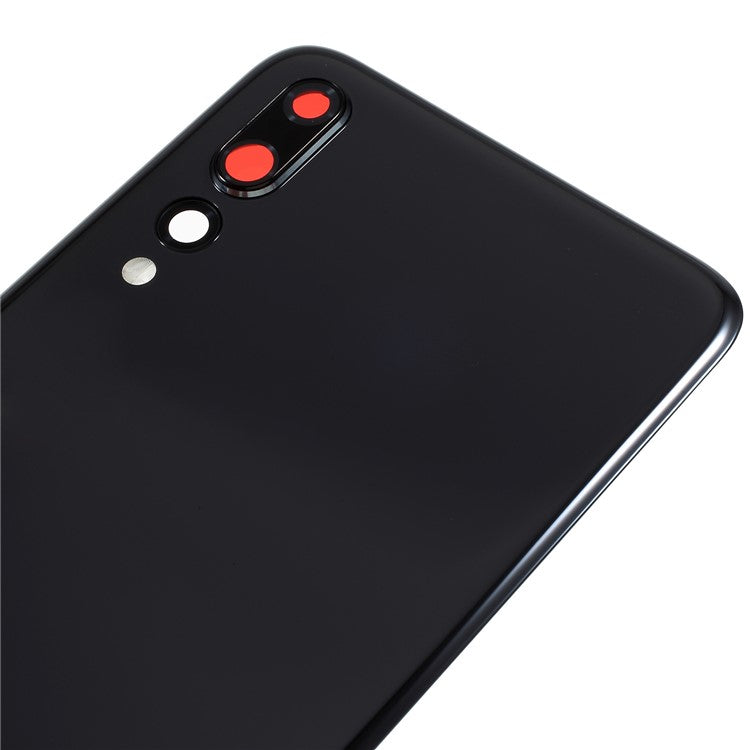 OEM Back Battery Housing for Huawei P20 Pro [with Camera Lens Ring Cover + Adhesive Sticker] - Black