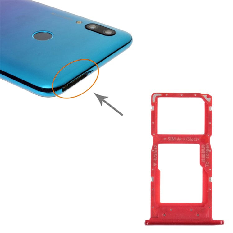 For Huawei P Smart (2019) OEM Dual SIM Card Tray Holder Replacement (without Logo) - Red