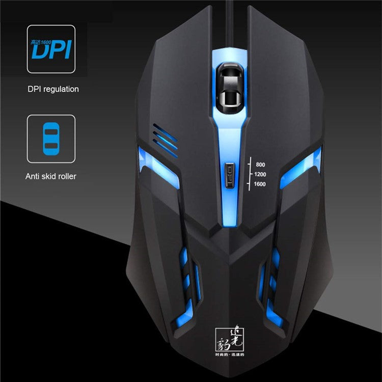 K2 Colorful LED Light 4-Button 2400DPI Optical USB Wired Gaming Mouse