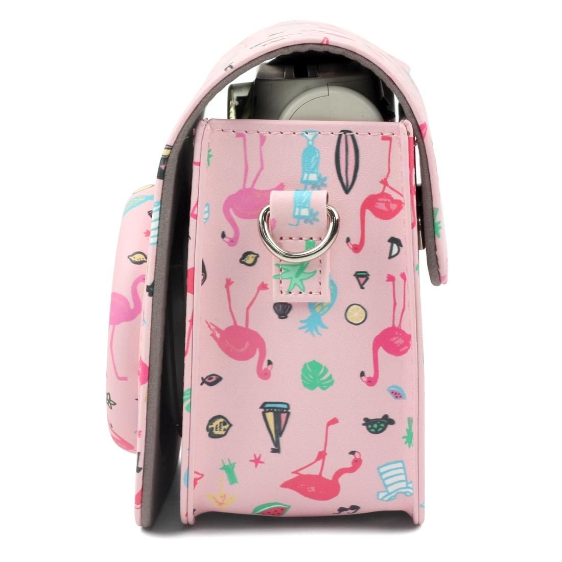 Pink Flamingo Pattern PU Leather Protective Camera Case Bag For FUJIFILM Instax Mini 7S / 7C Camera