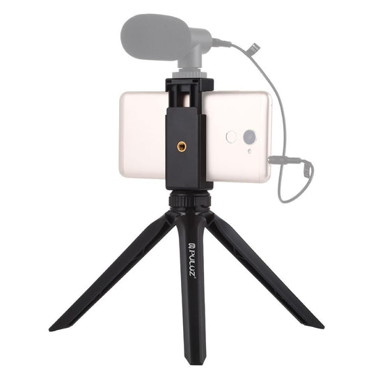 PULUZ Pocket Mini Plastic Tripod Mount with Phone Clamp for Smartphones (Black)