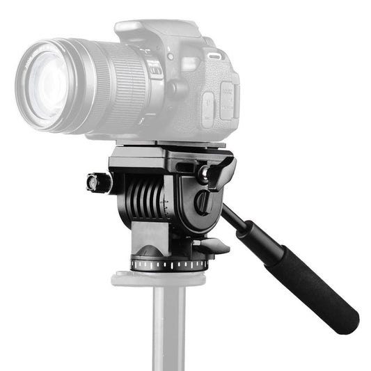 Plastic Heavy Duty Video Camera Three-Dimensional Tripod Action Fluid Drag Head with Sliding Plate for DSLR & SLR Cameras (Black)