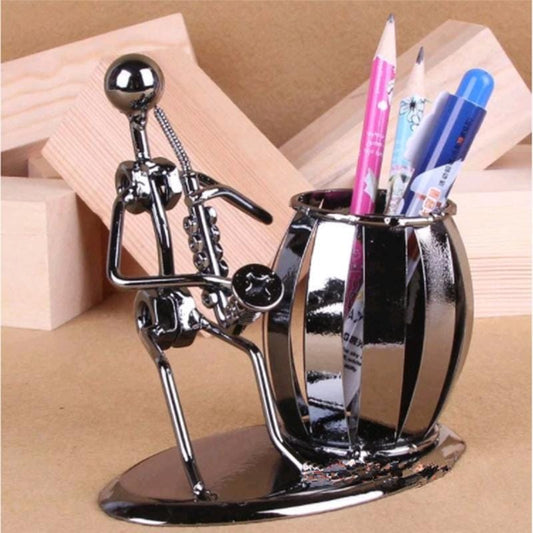 Iron Music Iron Man Brass Band Pen Holder Home Study Office Decoration Ornaments (C168 Saxophone )