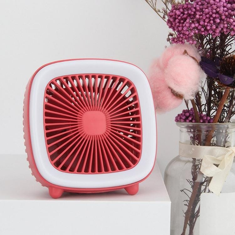 USB Rechargeable Desktop Fan Multifunctional Handheld Pocket Fan (Red)