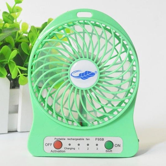 GONGTIAN F95B Portable USB Rechargeable Fans, Three Ranges Speed Wind Adjustment + One Range LED Light Adjustment, Size: 14cm x 10.6cm x 4.2cm (Green)