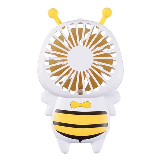 Portable Bee Shaped USB Rechargeable Mute Mini Cooling Handheld Fan with Light (Yellow)