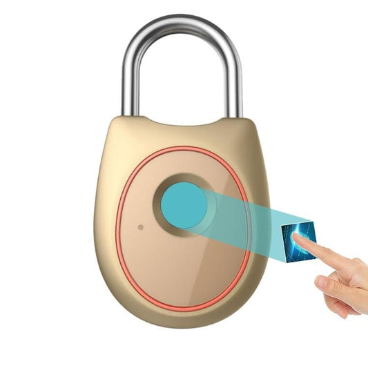 Portable Smart Fingerprint Lock Electric Biometric Door Lock USB Rechargeable IP65 Waterproof Home Door Luggage Case Lock Bluetooth Electronic Lock (Champagne Gold)