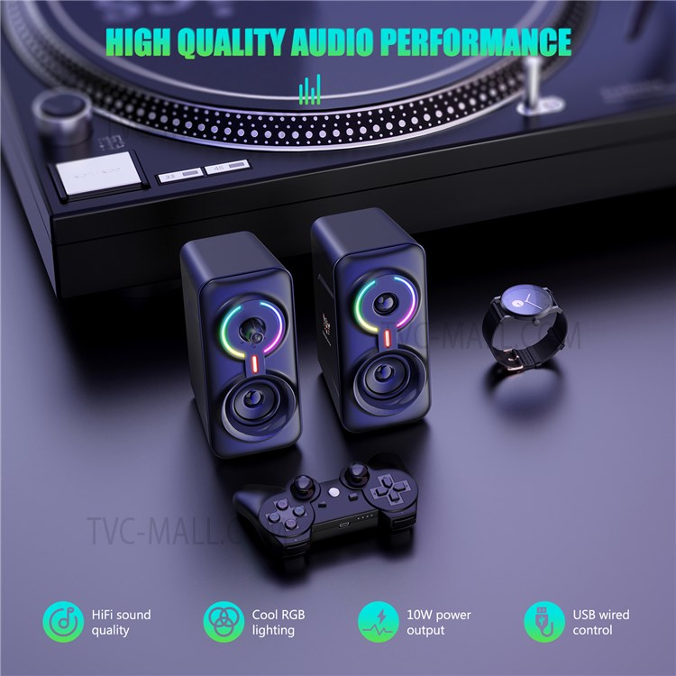 ONIKUMA L6 USB Wired Powered Laptop Notebook Computer Speaker 3D Stereo Sound Effect RGB Atmosphere Lights with One-Knob Control
