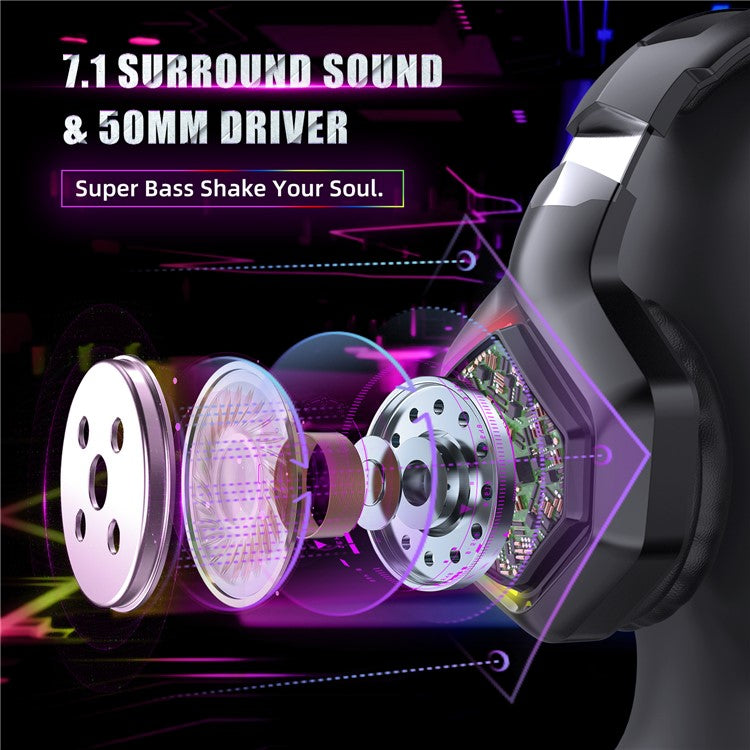 ONIKUMA K10 Pro Wired Stereo Gaming Headset Noise Cancelling Bass Sound Headphones with Mic and LED Light