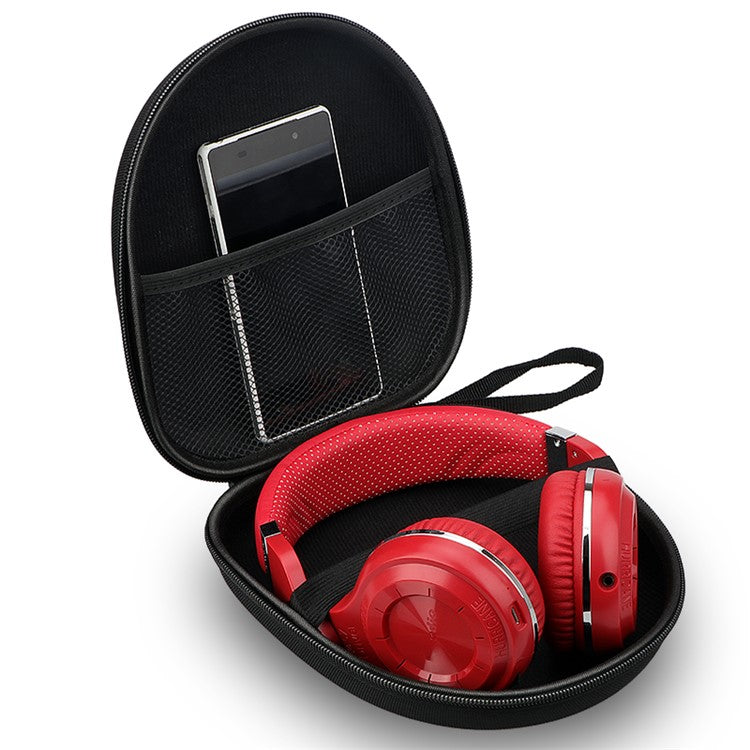 Portable Zippered Round Shaped Earphone Headphone Earbud Carrying Storage Bag Case - Black