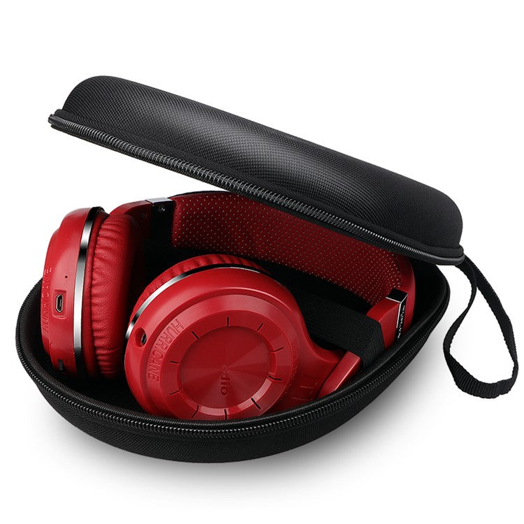 Portable Zippered Round Shaped Earphone Headphone Earbud Carrying Storage Bag Case - Black