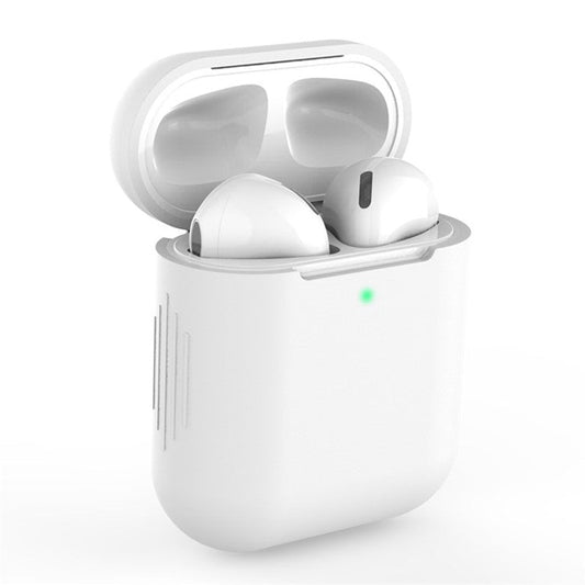 Silicone Bluetooth Earphone Charging Case Cover Protective Case for Apple AirPods with Charging Case (2019)/with Wireless Charging Case (2019)/with Charging Case (2016) - White