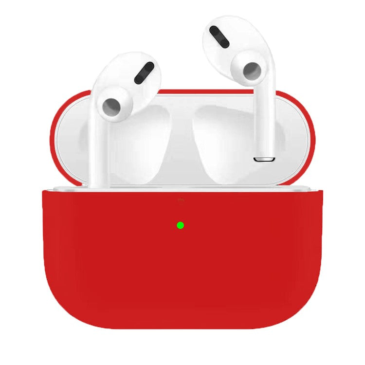 Anti-Drop / Anti-Scratch Solid Color Ultra-slim Liquid Silicone Protective Cover for Apple AirPods Pro - Red