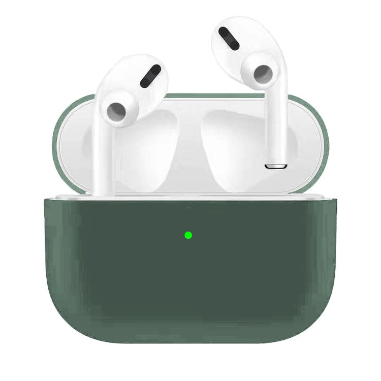 Anti-Drop / Anti-Scratch Solid Color Ultra-slim Liquid Silicone Protective Cover for Apple AirPods Pro - Pine Green