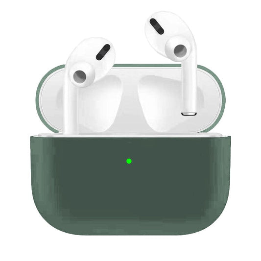 Anti-Drop / Anti-Scratch Solid Color Ultra-slim Liquid Silicone Protective Cover for Apple AirPods Pro - Pine Green