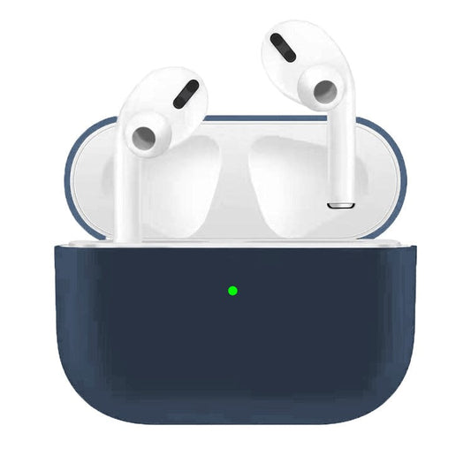 Anti-Drop / Anti-Scratch Solid Color Ultra-slim Liquid Silicone Protective Cover for Apple AirPods Pro - Midnight Blue