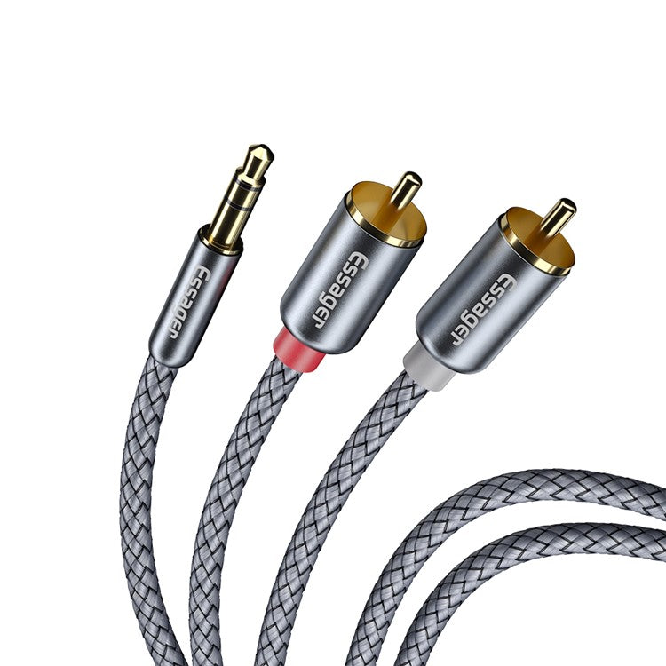 ESSAGER 3.5mm Male to 2RCA Male Stereo Audio Nylon Braided Cable 1m