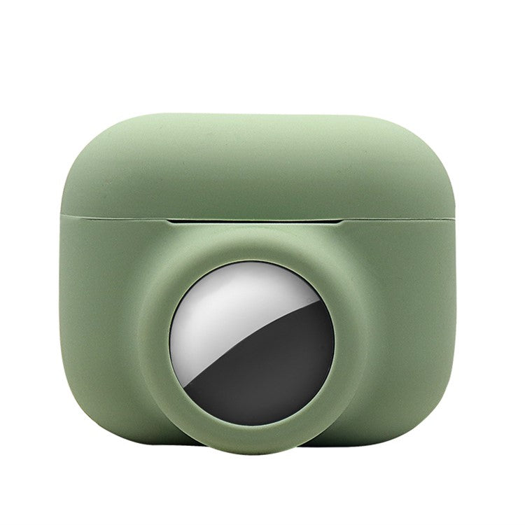 2-in-1 Silicone Protective Cover Case for Apple AirPods Pro AirTag - Green