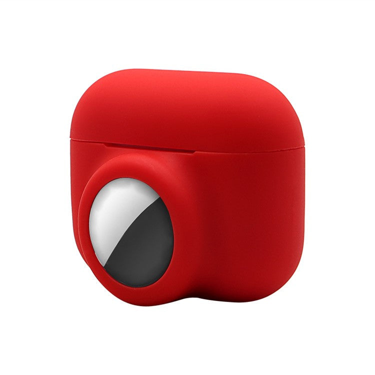 2-in-1 Silicone Protective Cover Case for Apple AirPods Pro AirTag - Red