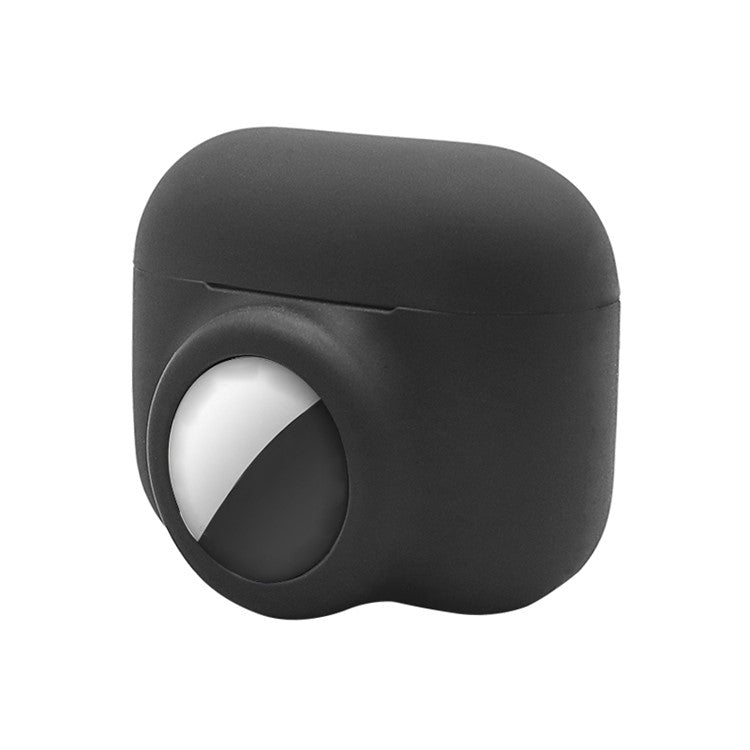2-in-1 Silicone Protective Cover Case for Apple AirPods Pro AirTag - Black