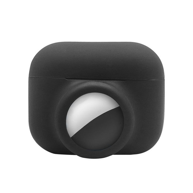 2-in-1 Silicone Protective Cover Case for Apple AirPods Pro AirTag - Black