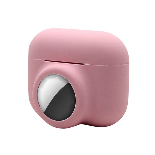 2-in-1 Silicone Protective Cover Case for Apple AirPods Pro AirTag - Pink