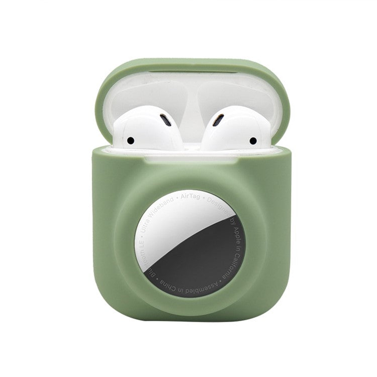 2-in-1 Silicone Protective Cover Case for Apple AirPods with Charging Case (2016)/(2019) / AirPods with Wireless Charging Case (2019) + AirTag - Matcha Green