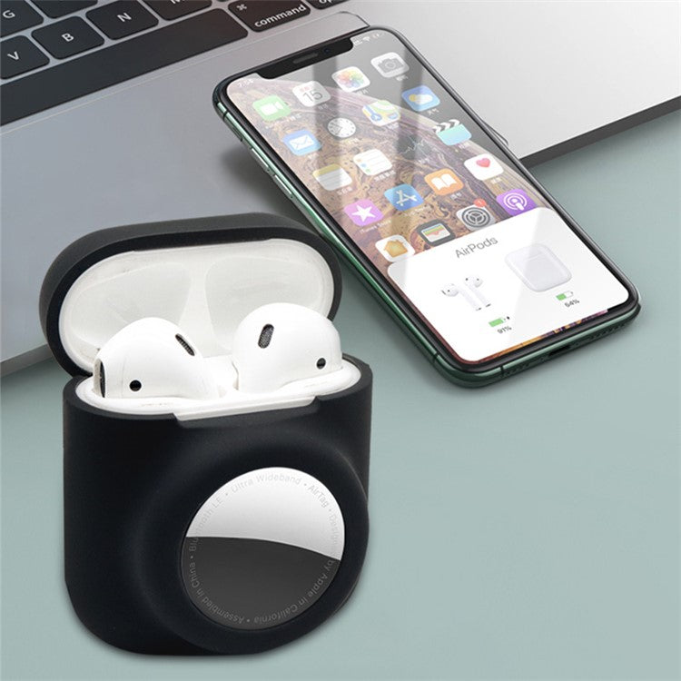 2-in-1 Silicone Protective Cover Case for Apple AirPods with Charging Case (2016)/(2019) / AirPods with Wireless Charging Case (2019) + AirTag - Matcha Green