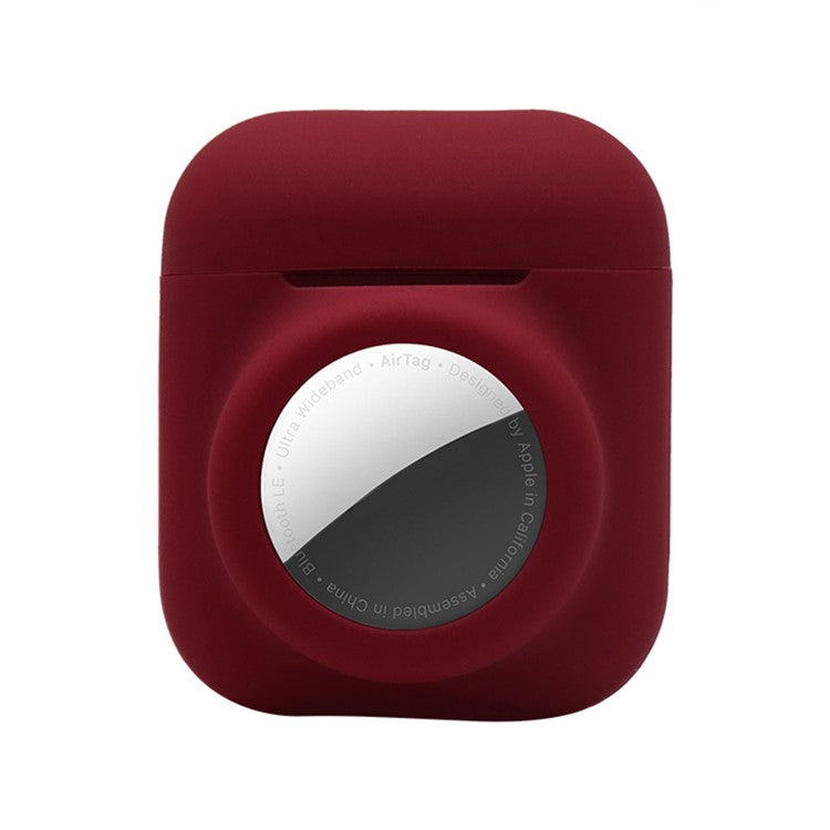 2-in-1 Silicone Protective Cover Case for Apple AirPods with Charging Case (2016)/(2019) / AirPods with Wireless Charging Case (2019) + AirTag - Wine Red