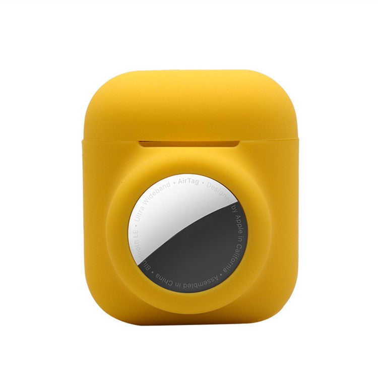 2-in-1 Silicone Protective Cover Case for Apple AirPods with Charging Case (2016)/(2019) / AirPods with Wireless Charging Case (2019) + AirTag - Yellow