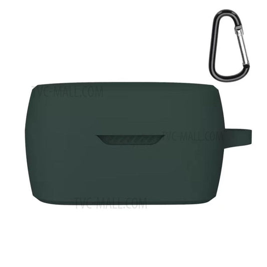 Bluetooth Earphone Silicone Protective Case Cover with Anti-lost Buckle for JBL T280TWS X - Blackish Green
