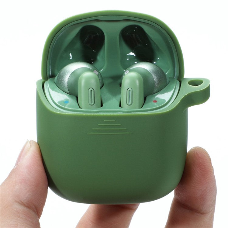 Durable Silicone Bluetooth Earphone Case Protective Cover Shell with Anti-lost Buckle for JBL TUNE220TWS - Dark Blue