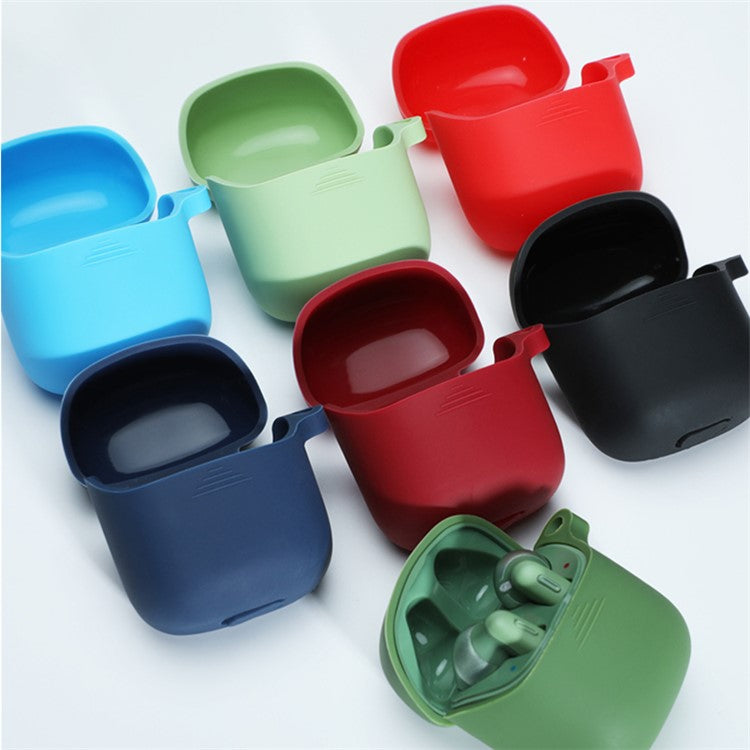 Durable Silicone Bluetooth Earphone Case Protective Cover Shell with Anti-lost Buckle for JBL TUNE220TWS - Dark Blue